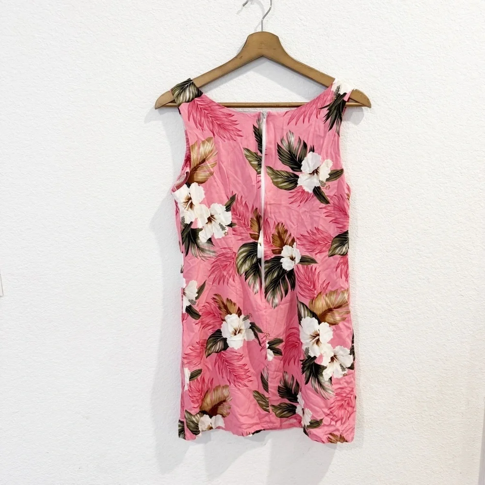 Hilo Hattie- Pink Hawaiian Print Mini Dress - Size M